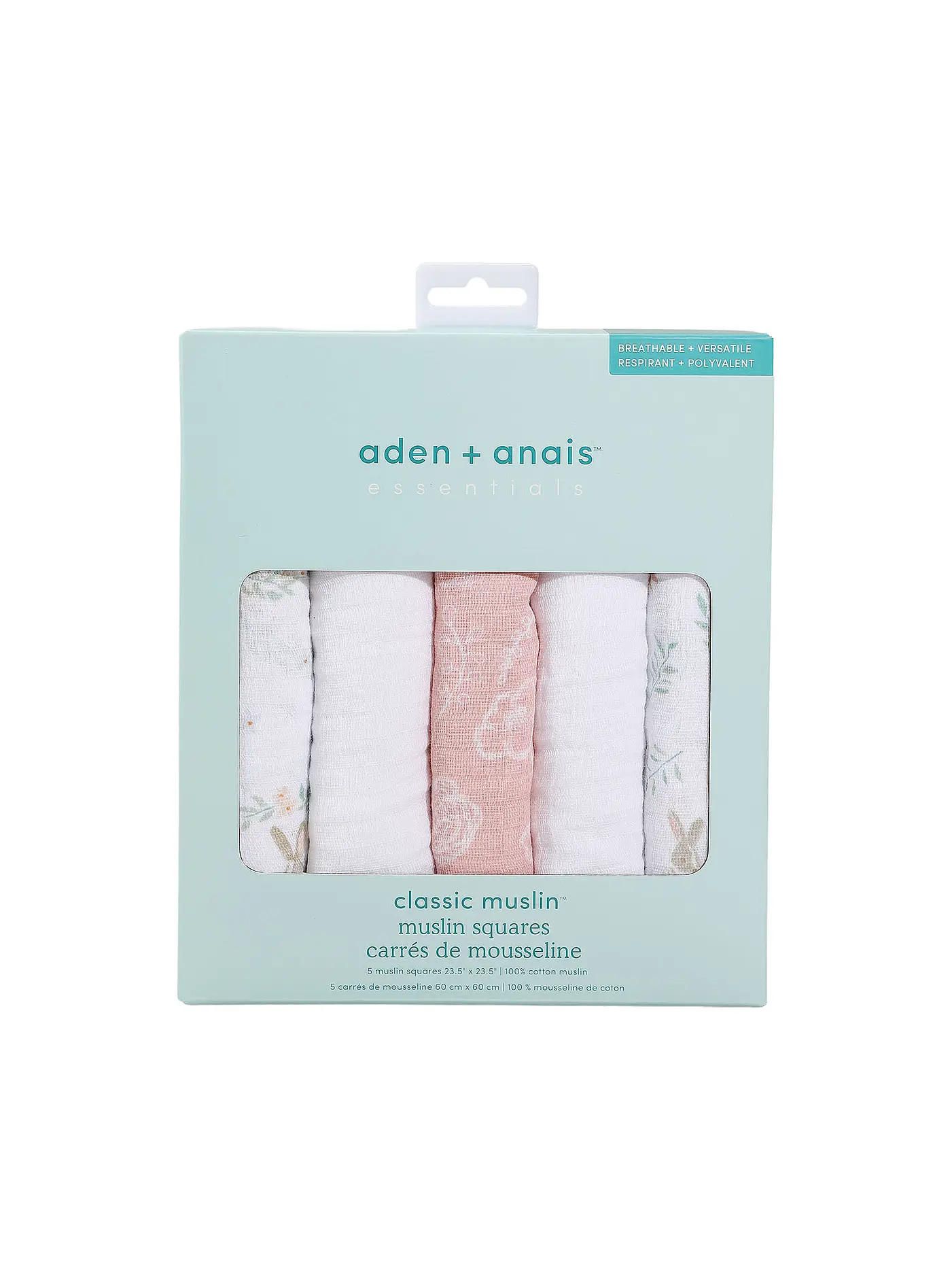 ADEN + ANAIS | Spucktücher 5er Pkg.  ALPHABET ANIMALS | weiss